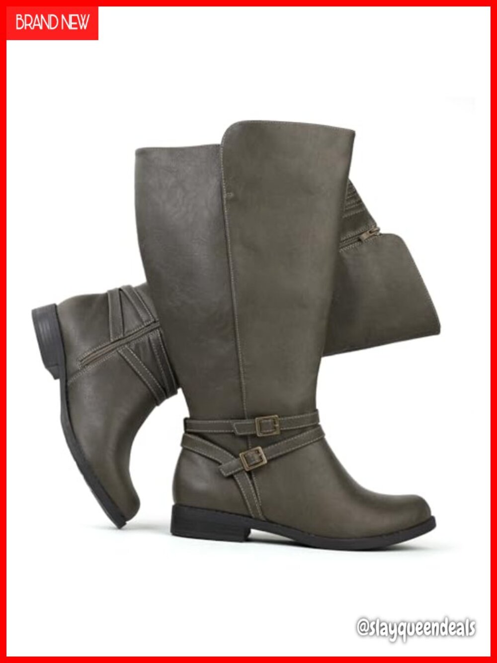 Women's Super Extra Wide Calf Knee High Riding Boots Side Zip Double Buckle